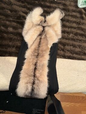 Natural Fur Stole Scarf in Cream and Brown   
Lulu Souza